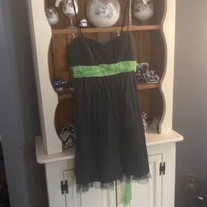 Black and green polka dot dress